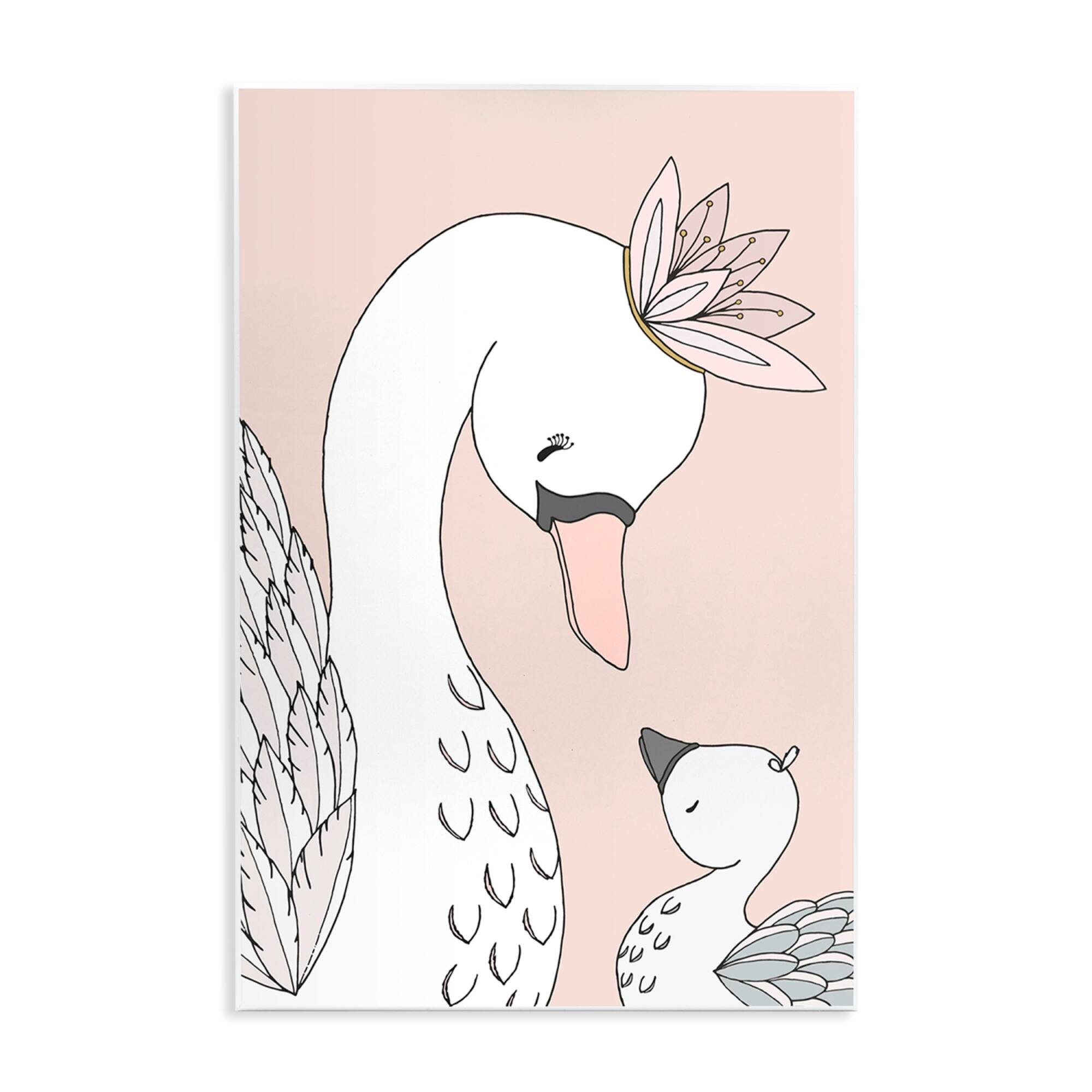 Stupell Industries Mother & Baby Swan Flower Crowns Princess Animals Wall Plaque Art